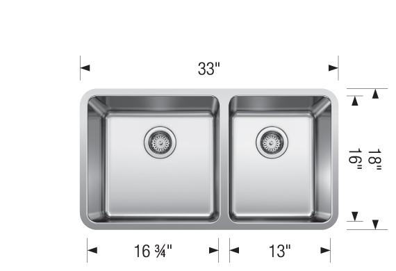 BLANCO- FORMERA U 1.75 BOWL UNDERMOUNT SINK - STAINLESS STEEL (Min. Cabinet size:36")