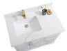CCS501 - 36" White, Floor Standing Modern Bathroom Vanity, Calcatta Quartz Countertop, Brushed Gold Hardware - Construction Commodities Supply Inc.