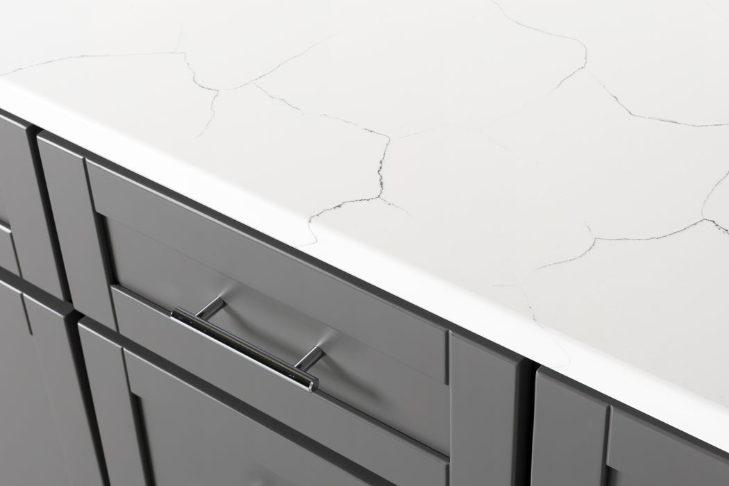 StoneWood / Graphite Grey - 72" Bathroom Vanity, Quartz Countertop With Double Sink