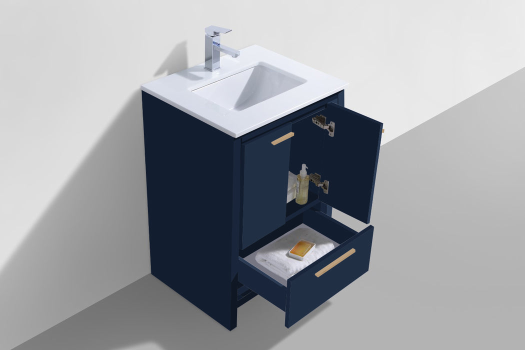 AD24" Blue Modern Floor Standing Bathroom Vanity , Quartz Countertop.