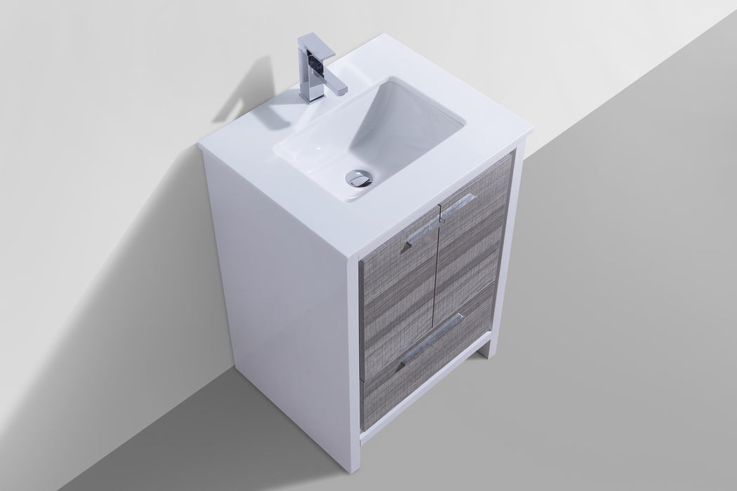 DOLCE- 24" Ash Grey, Quartz Countertop, Floor Standing Modern Bathroom Vanity - Construction Commodities Supply Inc.