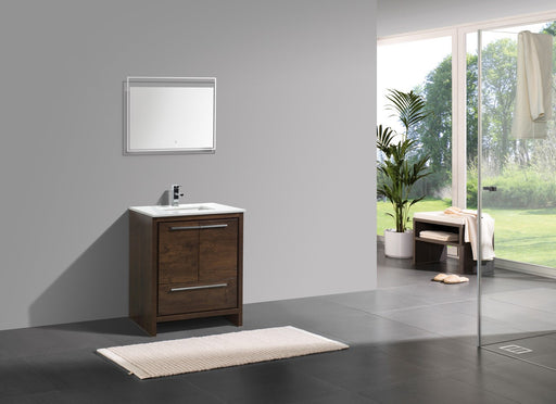 DOLCE - 30" Rose Wood, Quartz Countertop, Floor Standing Modern Bathroom Vanity  Bathroom Vanity