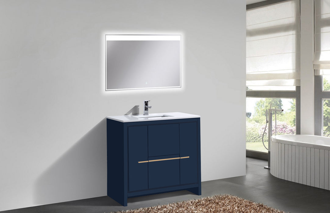 AD36" Blue Floor standing Modern Bathroom Vanity , Quartz Countertop.