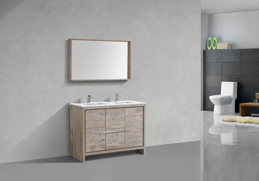DOLCE- 48" Double Sink, Nature Wood,Quartz Countertop,  Floor Standing Modern Bathroom Vanity - Construction Commodities Supply Inc.