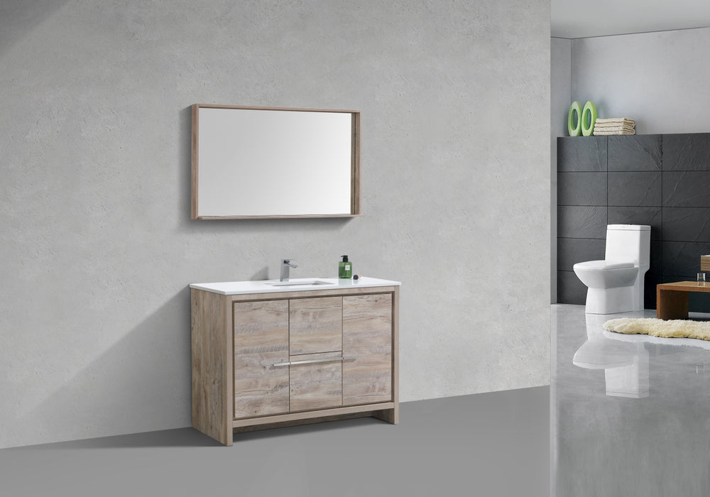 DOLCE- 48" Single Sink, Nature Wood,Quartz Countertop,  Floor Standing Modern Bathroom Vanity - Construction Commodities Supply Inc.