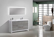 DOLCE- 60" Double Sink, High Gloss Ash Grey, Quartz Countertop, Floor Standing Bathroom Vanity - Construction Commodities Supply Inc.