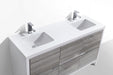DOLCE- 60" Double Sink, High Gloss Ash Grey, Quartz Countertop, Floor Standing Bathroom Vanity - Construction Commodities Supply Inc.