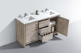 DOLCE- 60" Double Sink, Nature Wood,  Quartz Countertop, Floor Standing Modern Bathroom Vanity - Construction Commodities Supply Inc.