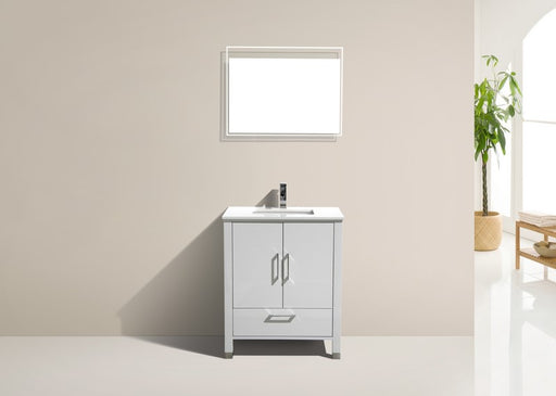 ASL-30 HIGH GLOSS White Cabinet , White Quartz Countertop, Floor Standing Bathroom Vanity - Construction Commodities Supply Inc.