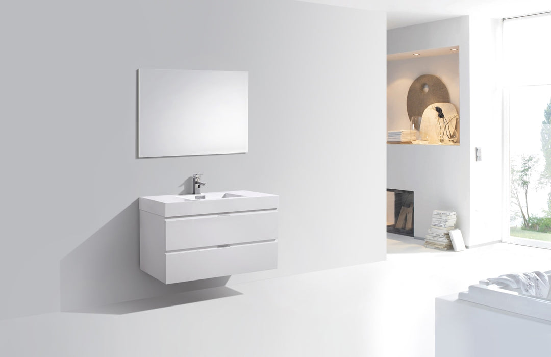 BLISS- 40" High Gloss White, Wall Mount Bathroom Vanity - Construction Commodities Supply Inc.