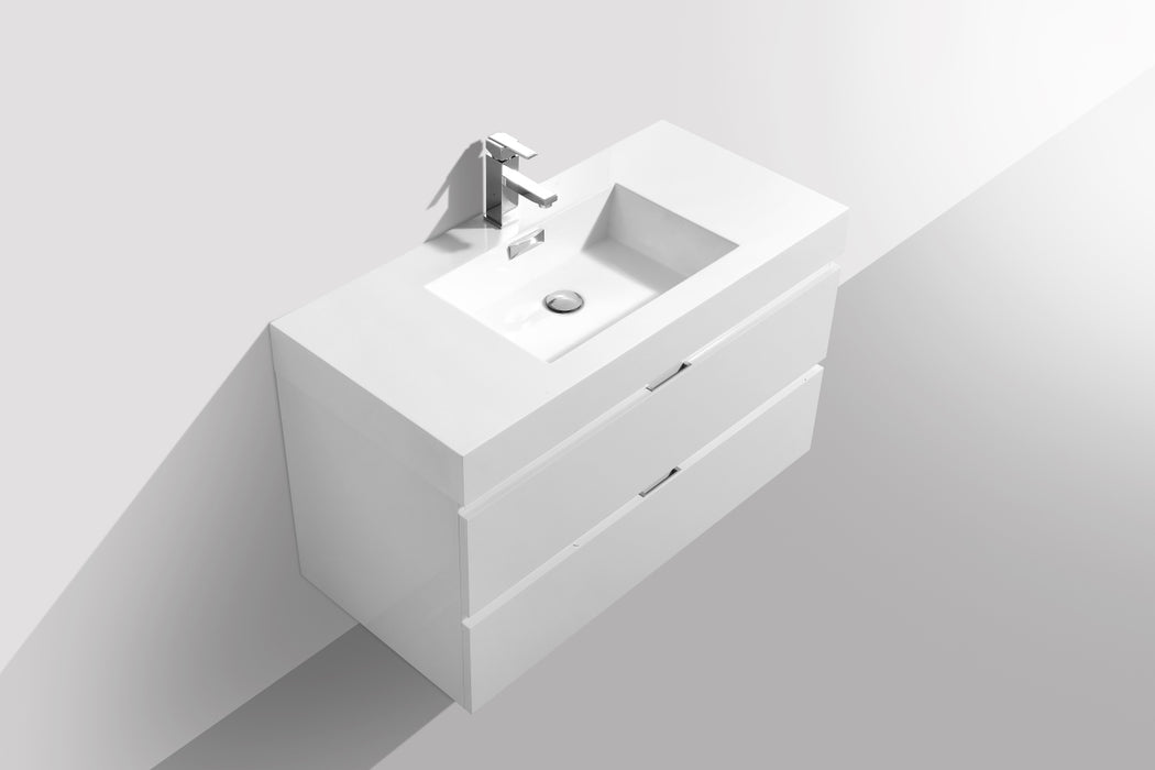 BLISS- 40" High Gloss White, Wall Mount Bathroom Vanity - Construction Commodities Supply Inc.