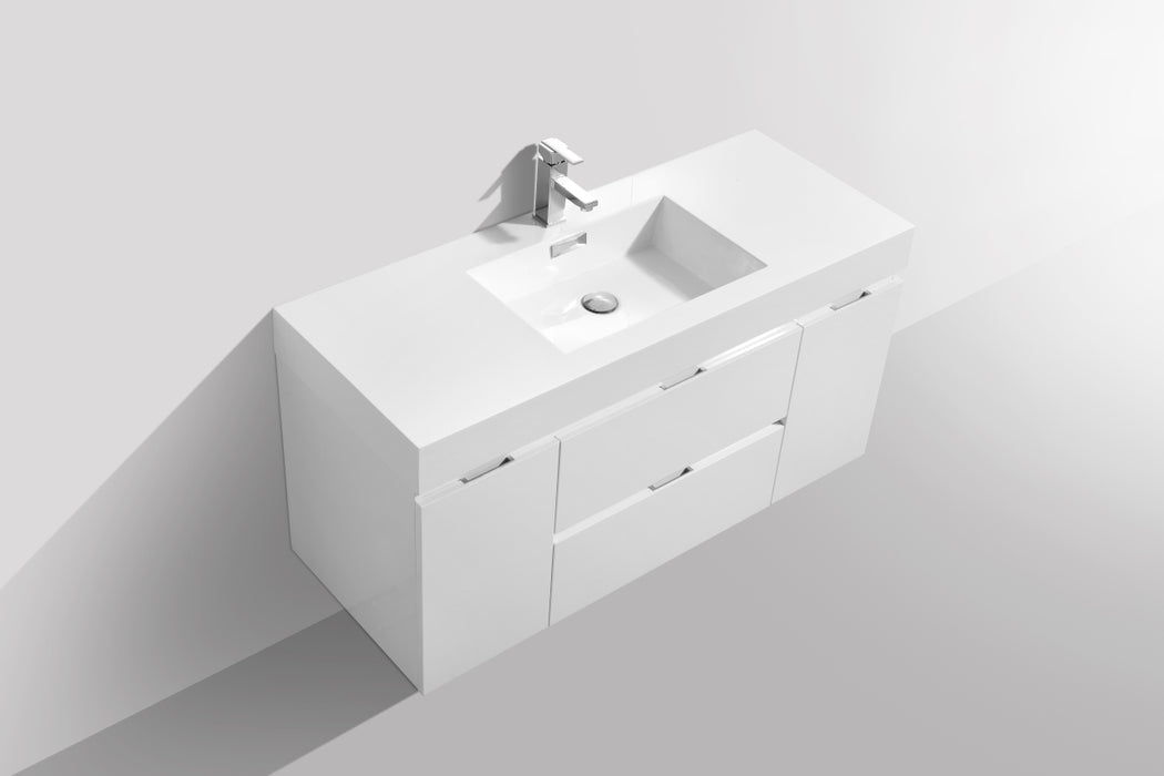 BLISS- 48" High Gloss White, Wall Mount Bathroom Vanity - Construction Commodities Supply Inc.