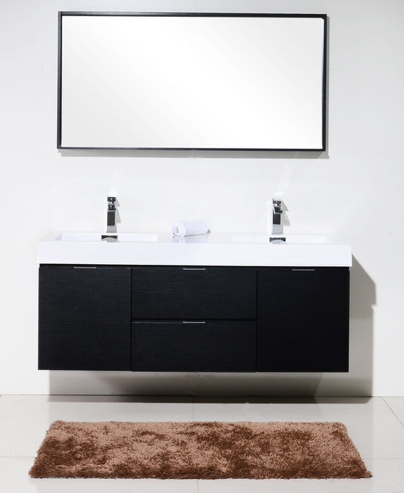 BLISS- 60" Black, Double Sink, Wall Mount Bathroom Vanity - Construction Commodities Supply Inc.