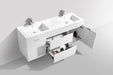 BLISS- 60" High Gloss White, Double Sink, Wall Mount Bathroom Vanity - Construction Commodities Supply Inc.