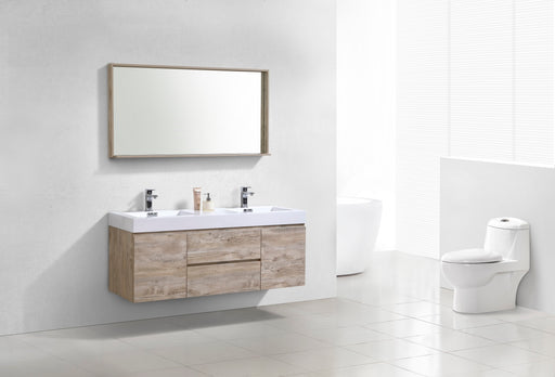 BLISS- 60" Nature Wood, Double Sink, Wall Mount Bathroom Vanity - Construction Commodities Supply Inc.