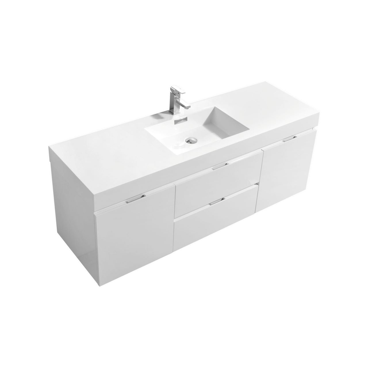 60" Single Sink Wall Mount Bathroom Vanity