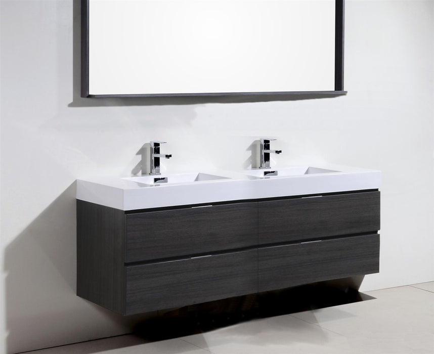 BSL72" Grey Oak, Double Sink, Wall Mount Bathroom Vanity