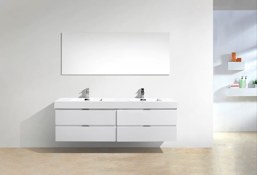 BLISS- 72" High Gloss White, Double Sink, Wall Mount Bathroom Vanity - Construction Commodities Supply Inc.