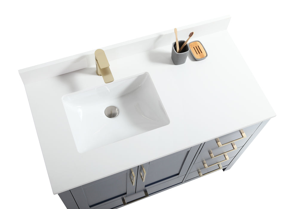 CCS201 - 42" Navy Blue, Floor Standing Bathroom Vanity , White Quartz Countertop
