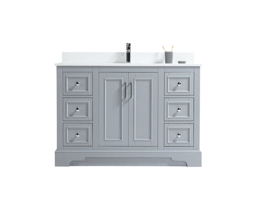 CCS701 - 48" Grey, Floor Standing Modern Bathroom Vanity, White Quartz Countertop, Chrome Hardware**PICKUP IN STORE ONLY** - Construction Commodities Supply Inc.