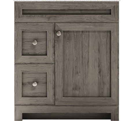 CABINETSMITH- 30" CANADIAN  Bathroom Vanity With White Quartz top, Left hand drawers ( 8 COLORS AVAILABLE )