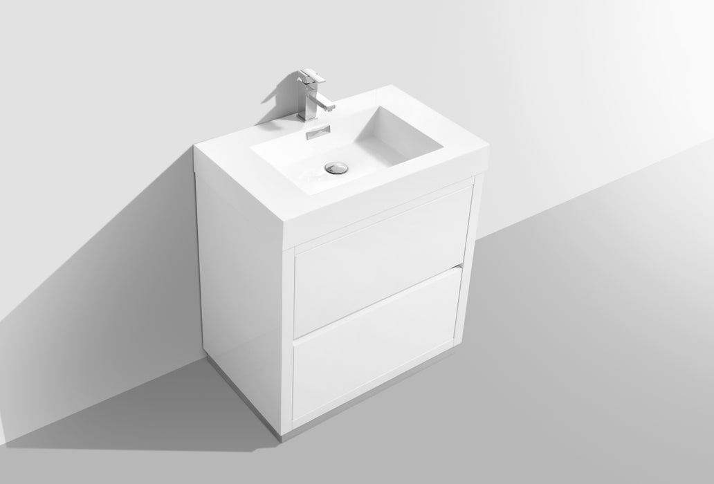 FMB30" Gloss White, Floor Standing Modern Bathroom Vanity