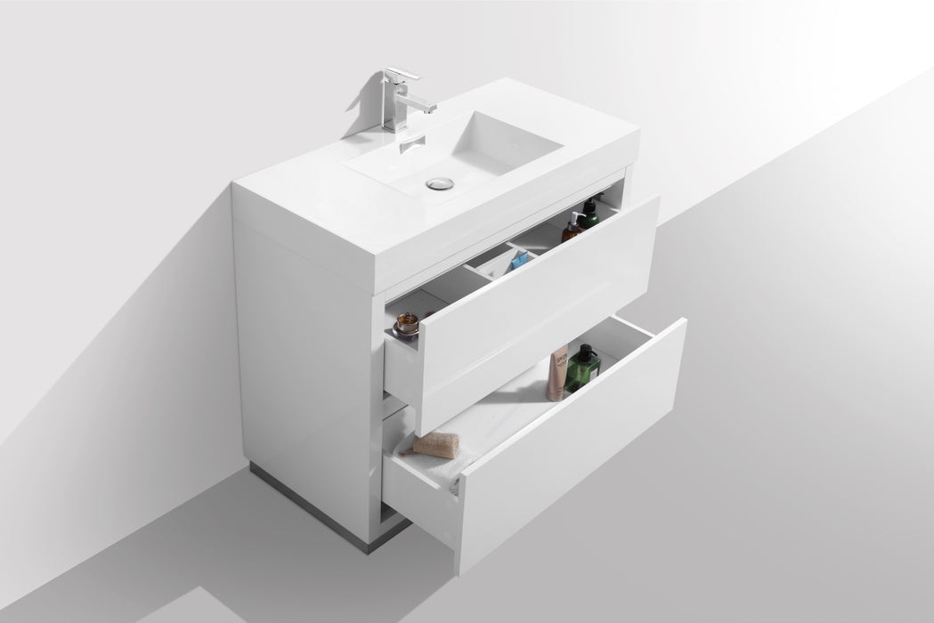 BLISS- 40" High Gloss White Floor Standing Modern Bathroom vanity - Construction Commodities Supply Inc.