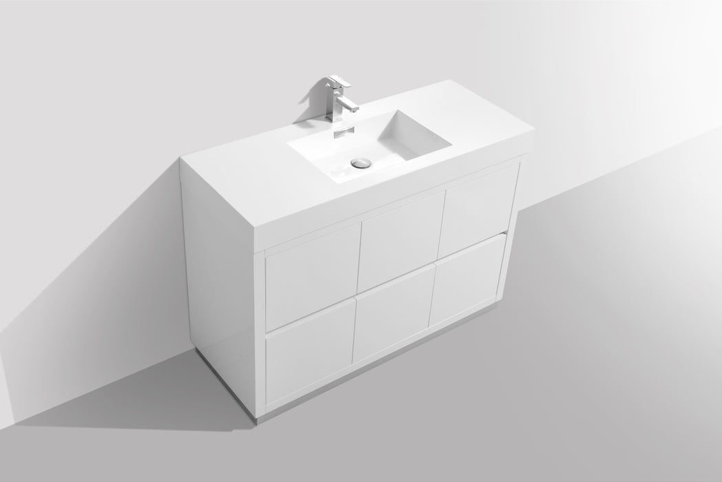 BLISS- 48" High Gloss White , Floor Standing Modern Bathroom Vanity - Construction Commodities Supply Inc.