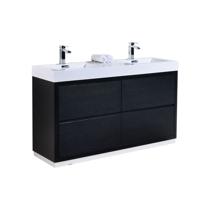 BLISS- 60" Black, Double Sink, Floor Standing Modern Bathroom Vanity - Construction Commodities Supply Inc.