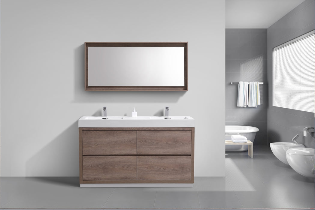 BLISS- 60" BUTTERNUT, Double Sink, Floor Standing Modern Bathroom Vanity - Construction Commodities Supply Inc.