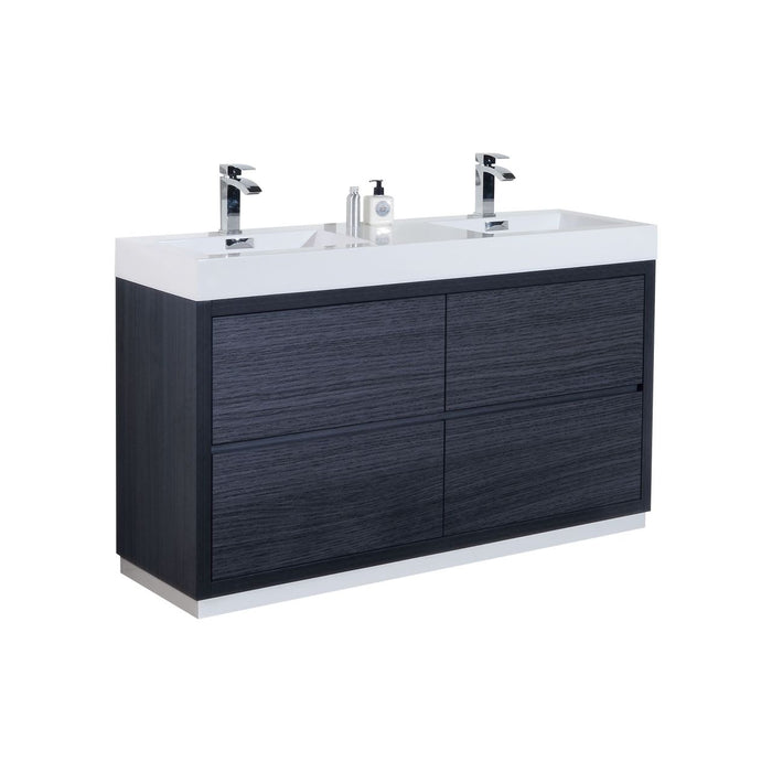 FMB60" GREY OAK, Double Sink, Floor Standing Modern Bathroom Vanity