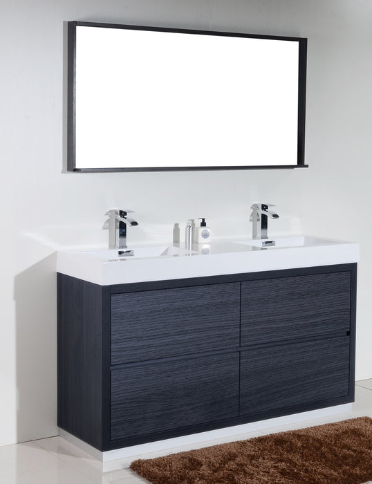 FMB60" GREY OAK, Double Sink, Floor Standing Modern Bathroom Vanity