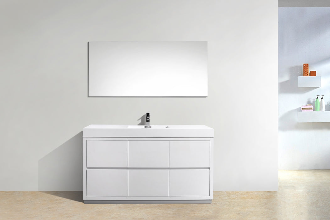 BLISS- 60" Single Sink, High Gloss White, Floor Standing Modern Bathroom Vanity - Construction Commodities Supply Inc.