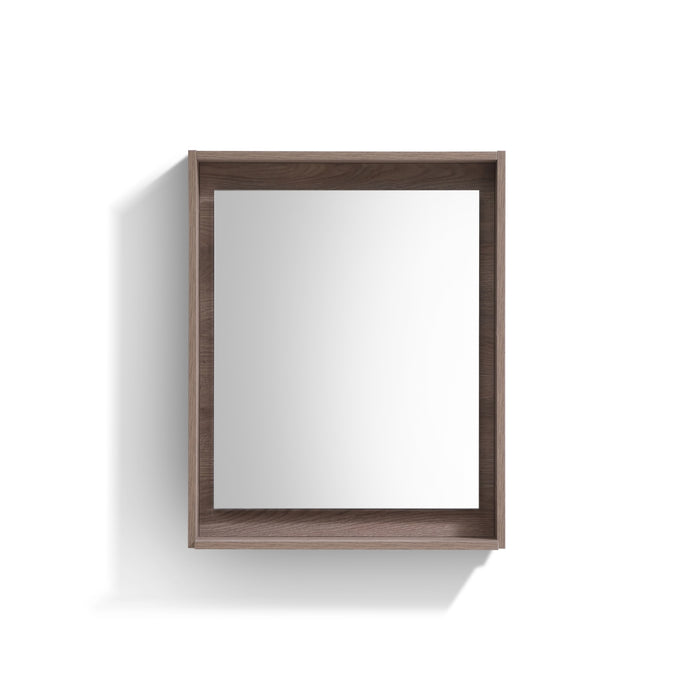 BLISS -24" BUTTERNUT Mirror with Wood trim & Bottom Shelf - Construction Commodities Supply Inc.