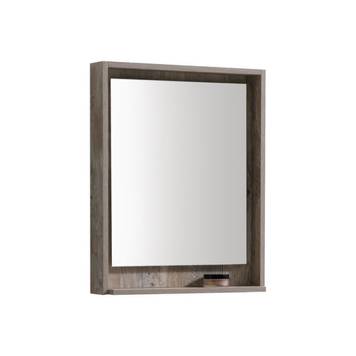 BLISS- 24" Nature Wood, Mirror with wood trim and bottom Shelf - Construction Commodities Supply Inc.