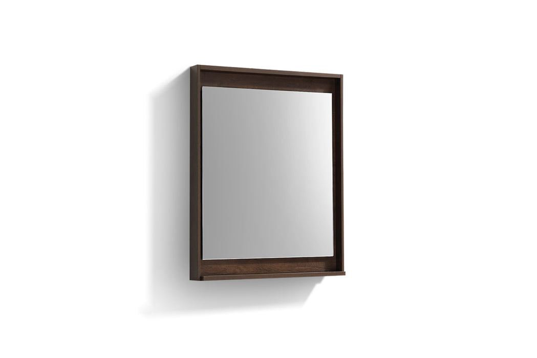 BLISS -24" ROSEWOOD Mirror with Wood trim & Bottom Shelf
