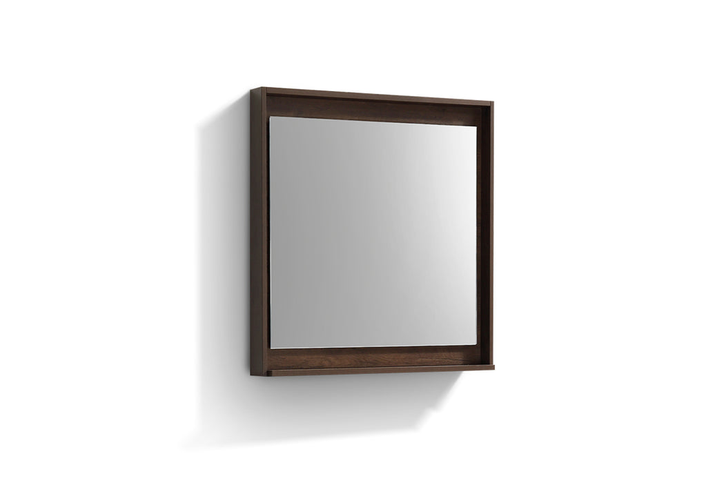 BLISS -30" ROSEWOOD Mirror with Wood Fame & Bottom Shelf