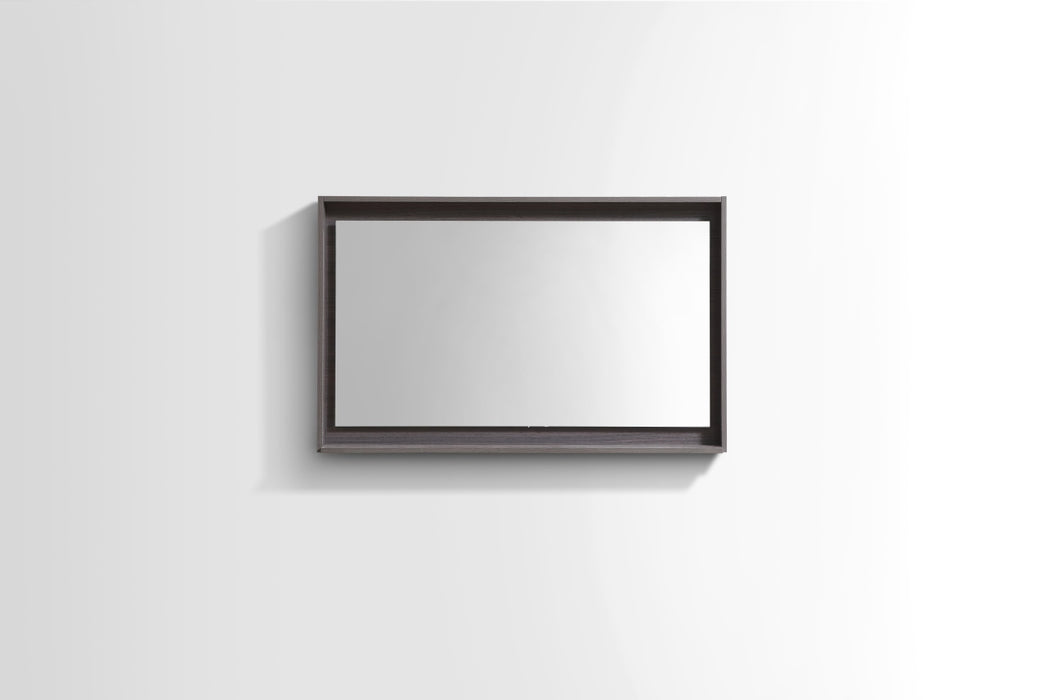 BLISS -36" GREY OAK  Mirror with Wood Frame & Bottom Shelf