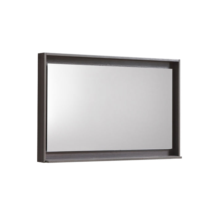 BLISS -36" GREY OAK  Mirror with Wood Frame & Bottom Shelf