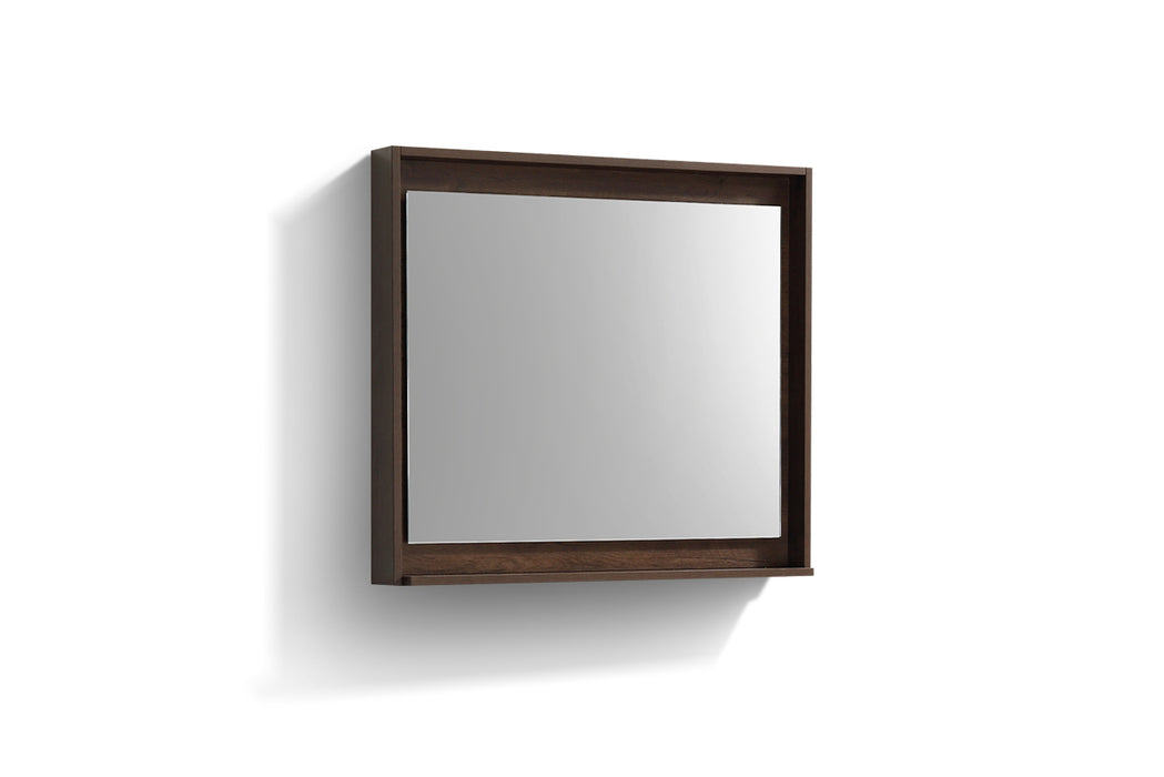 BLISS -36" ROSEWOOD  Mirror with Wood Frame & Bottom Shelf