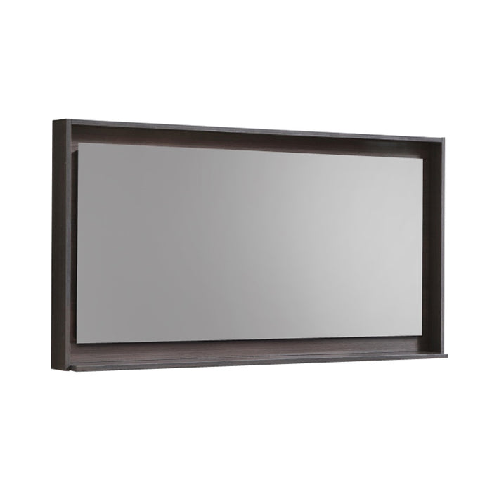 BLISS- 48" GREY OAK, Mirror With Wood Frame and Bottom Shelf