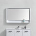 BLISS- 48" Gloss White, Mirror With Wood Frame and Bottom Shelf - Construction Commodities Supply Inc.