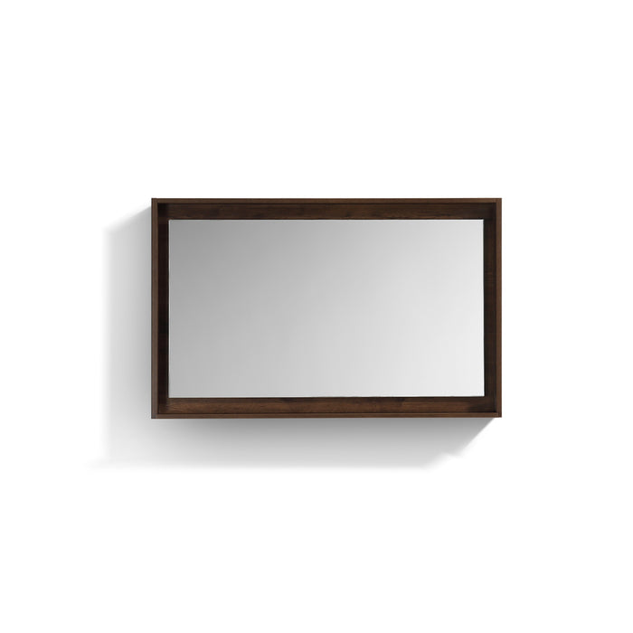 BLISS- 48" ROSEWOOD, Mirror With Wood Frame and Bottom Shelf