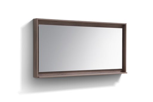 BLISS- 60" BUTTERNUT, Mirror With Wood Frame and Bottom Shelf - Construction Commodities Supply Inc.