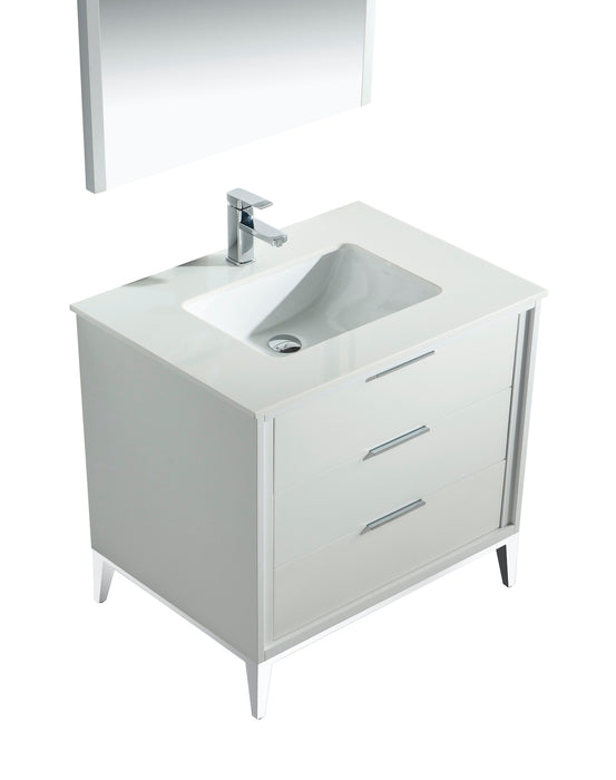 KD99GW ,36″ GLOSS WHITE VANITY WITH QUARTZ COUNTER TOP