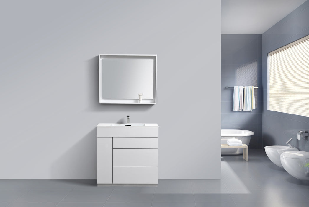 KFM36" High Gloss White, Floor Standing Modern Bathroom Vanity