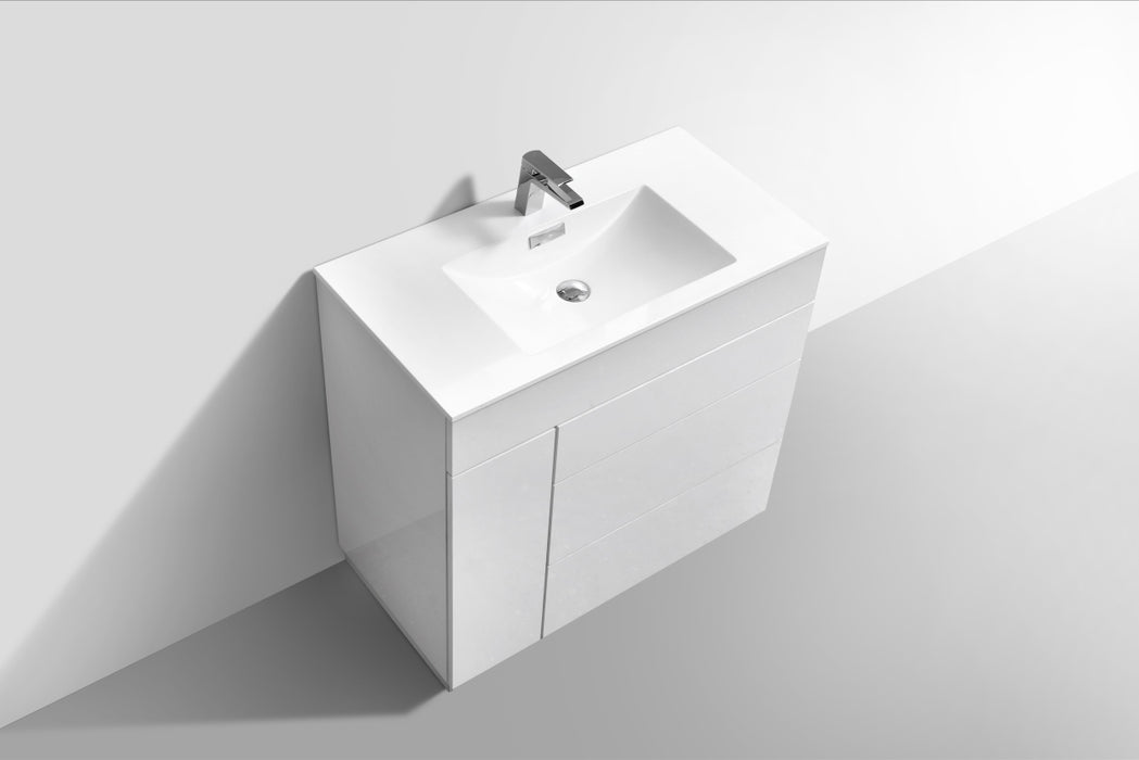 KFM36" High Gloss White, Floor Standing Modern Bathroom Vanity
