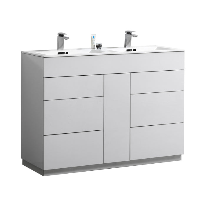 KFM48",Double Sink, High Gloss White , Floor Standing Modern Bathroom Vanity