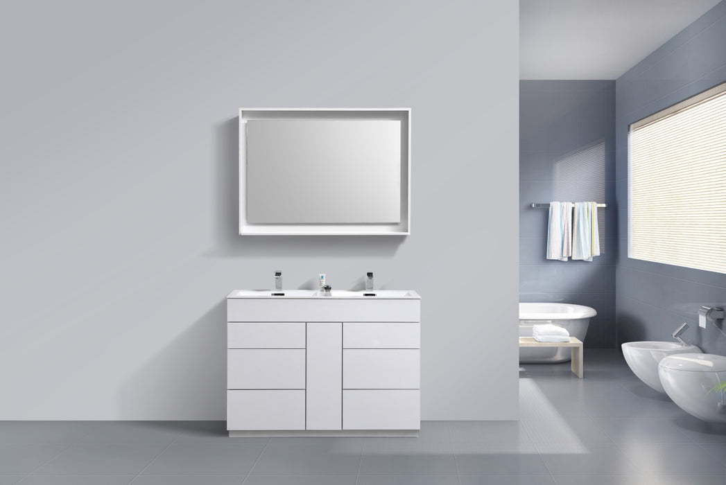 KFM48",Double Sink, High Gloss White , Floor Standing Modern Bathroom Vanity