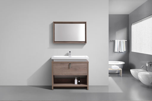 LEVI- 40" Butternut, Floor Standing Modern Bathroom vanity With Cubby Hole - Construction Commodities Supply Inc.